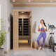 Lucia 1- Person Indoor Hemlock Wooden Carbon FAR Infrared Home Sauna Room with LED Touch Control Panel and Heater
