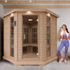 Mauritius 5-Person Carbon FAR Infrared Hemlock Wooden Indoor Home Sauna Room with LED Touch Control Panel