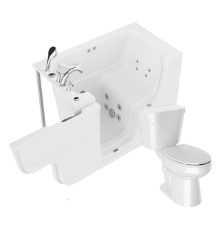 ANZZI 52 in. x 29 in. Left Drain Whirlpool Jetted Bathtub in White with Elongated Toilet and Soft Close Lid