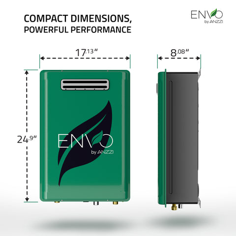ANZZI ENVO Tankless Gas Water Heater (Up to 199,000 BTU), Copper Heat Exchanger, High-Flow Capacity, Anti-Freezing Protection, Energy Smart
