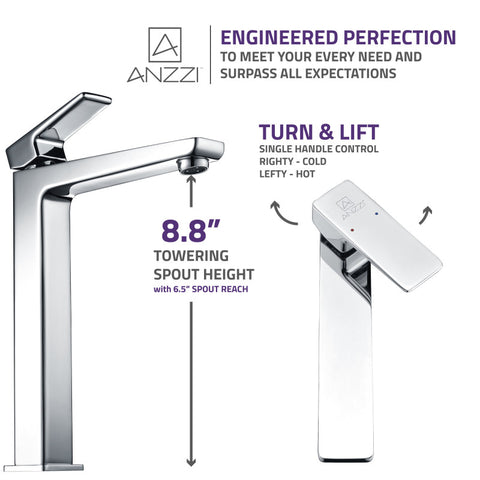 ANZZI Valor Single Hole Single-Handle Bathroom Faucet in Polished Chrome with Soap Dish and Toothbrush Holder