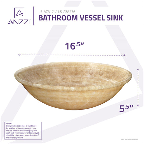 ANZZI Flavescent Crown Natural Stone Vessel Sink in Cream Jade