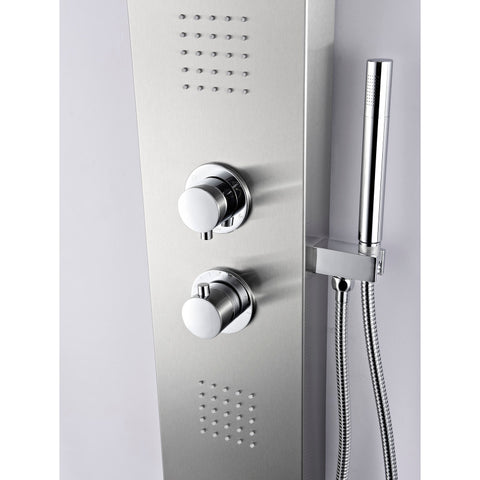 ANZZI Anchorage 51 in. Full Body Shower Panel with Heavy Rain Shower and Spray Wand in Brushed Steel