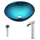 LSAZ045-097B - ANZZI Enti Series Deco-Glass Vessel Sink in Lustrous Blue with Key Faucet in Brushed Nickel