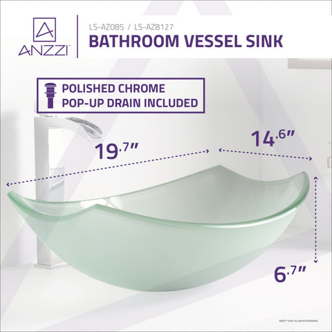 ANZZI Pendant Series Deco-Glass Vessel Sink in Lustrous Frosted