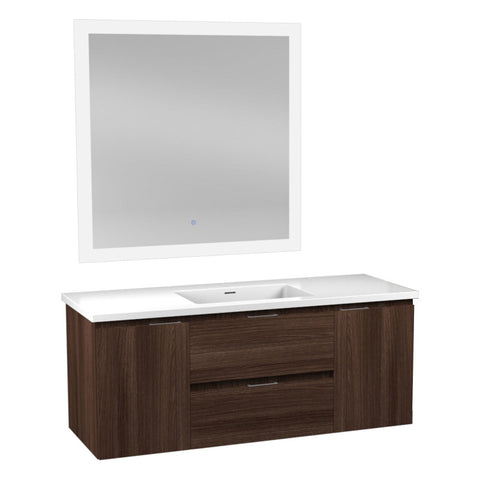 VT-MR4CT48-DB - ANZZI ANZZI Conques 48 in W x 20 in H x 18 in D Bath Vanity in Dark Brown with Cultured Marble Vanity Top in White with White Basin & Mirror