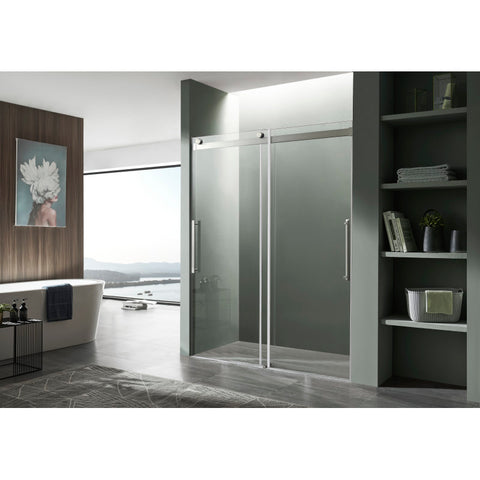 SD-FRLS05901BN - ANZZI Stellar Series 48 in. x 76 in. Frameless Sliding Shower Door with Handle in Brushed Nickel