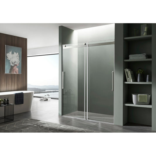 SD-FRLS05902BN - Stellar Series 60 in. x 76 in. Frameless Sliding Shower Door with Handle in Brushed Nickel