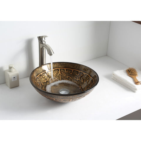 LS-AZ079 - ANZZI Alto Series Deco-Glass Vessel Sink in Lustrous Brown