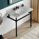 Verona 34.5 in. Console Sink in Matte Black with Carrara White Counter Top