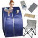 SP-SS0001-1P - SteamSpa 1-Person Indoor PP Plastic 1050 Watt Portable Infrared Home Sauna with Digital Controller and Foldable Chair, Blue