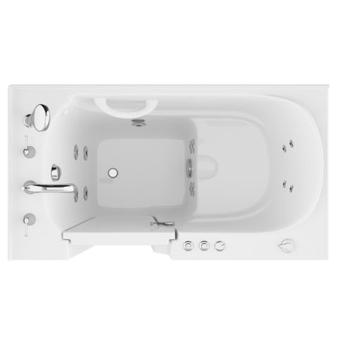 AZ2952LWH - ANZZI Coupe Series 29 in. x 52 in. Left Drain Quick Fill Walk-In Whirlpool Tub with Powered Fast Drain in White