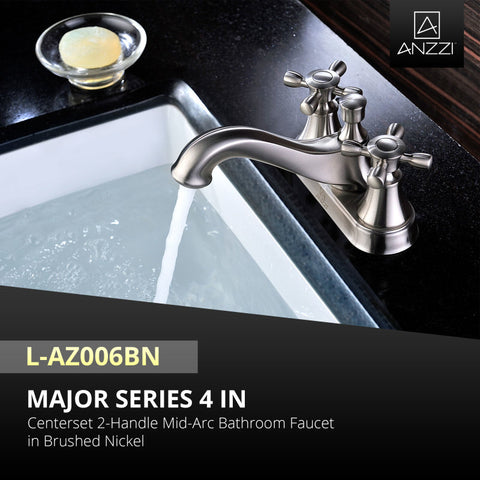 ANZZI Major Series 4 in. Centerset 2-Handle Mid-Arc Bathroom Faucet