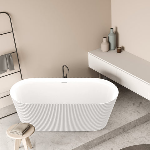 FT-AZ650-65 - ANZZI Bailey 65 in. Acrylic and Solid Surface Glossy Flatbottom Bathtub in White