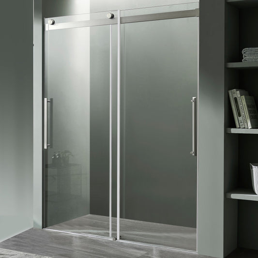 SD-FRLS05901BN - Stellar Series 48 in. x 76 in. Frameless Sliding Shower Door with Handle in Brushed Nickel