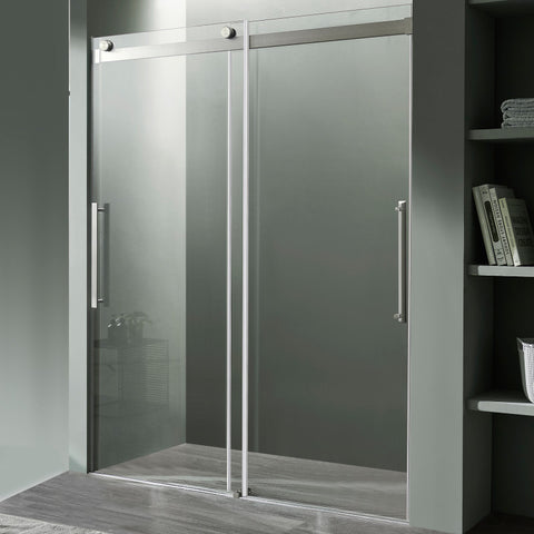 SD-FRLS05902BN - ANZZI Stellar Series 60 in. x 76 in. Frameless Sliding Shower Door with Handle in Brushed Nickel