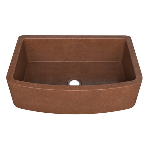 ANZZI Pieria Farmhouse Handmade Copper 33 in. 0-Hole Single Bowl Kitchen Sink in Hammered Antique Copper