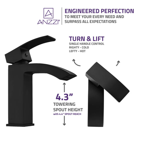 Revere Series Single Hole Single-Handle Low-Arc Bathroom Faucet in Matte Black