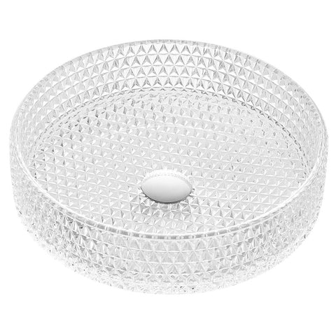 LS-AZ908 - ANZZI Celeste Round Clear Glass Vessel Bathroom Sink with Faceted Pattern