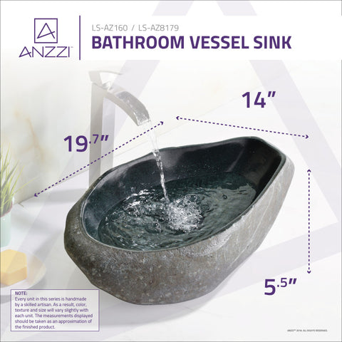 ANZZI Lovro Vessel Sink in Dark River Stone