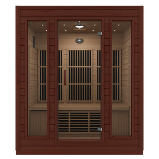 SC-SS0012-0S - SteamSpa Curacao 3-Person Carbon FAR Infrared Hemlock Wooden Indoor Home Sauna Room with LED Touch Control Panel