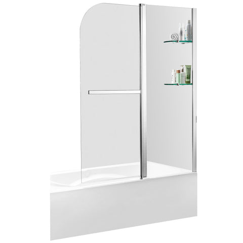 ANZZI 60 in. L x 30 in. W Right Drain Tub in White and 48 in. W x 58 in. H Frameless Tub Door in Brushed Nickel Finish