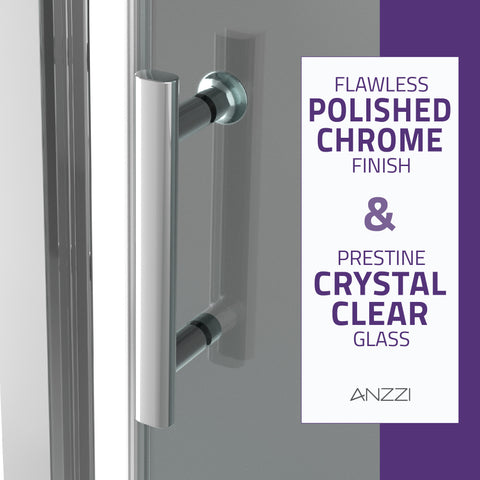 48 in. x 72 in. Framed Shower Door with TSUNAMI GUARD in Polished Chrome