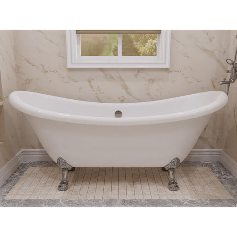 FT-CF130LXFT-CH - ANZZI 69.29” Belissima Double Slipper Acrylic Claw Foot Tub in White