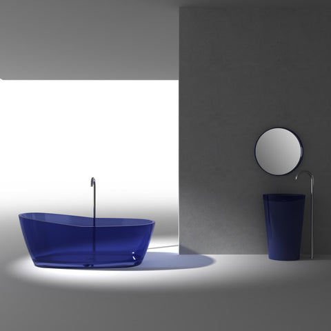 FT-AZ521-BL - ANZZI Ember 5.4 ft. Solid Surface Center Drain Freestanding Bathtub in Regal Blue