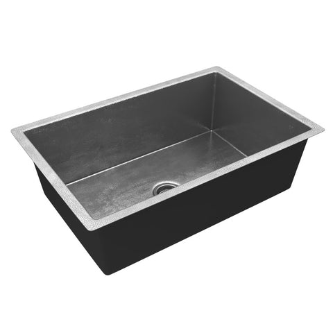 ANZZI Tereus Drop-in Handmade Copper 30 in. 0-Hole Single Bowl Kitchen Sink in Hammered Nickel