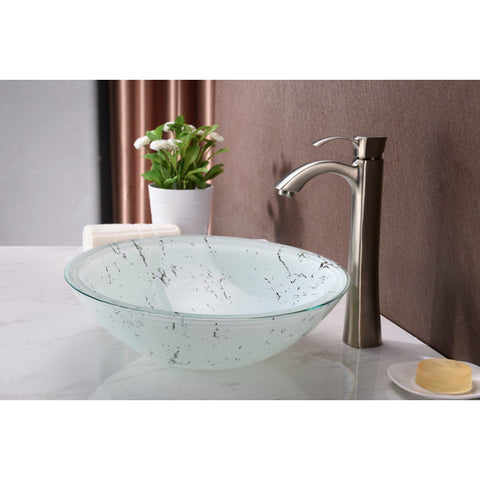 LS-AZ178 - ANZZI Marbela Series Vessel Sink in Marbled White