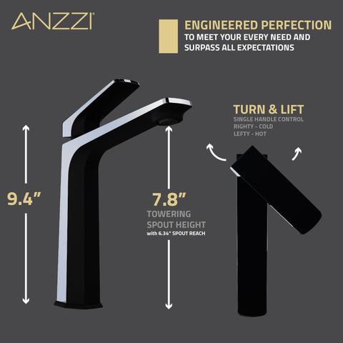 ANZZI Single Handle Single Hole Bathroom Vessel Sink Faucet With Pop-up Drain