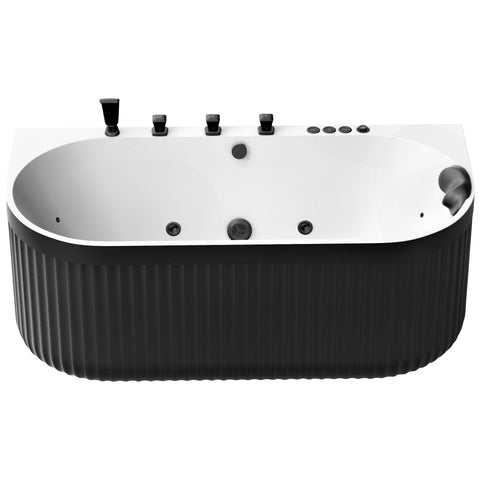 Stone Bell Flatbottom Freestanding Whirlpool and Air Bathtub with Center Drain and Faucet in Various Colors