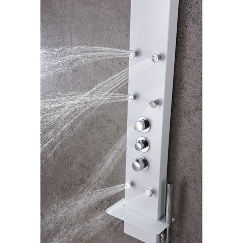 SP-AZ028 - ANZZI Donna 60 in. 6-Jetted Full Body Shower Panel with Heavy Rain Shower and Spray Wand in White