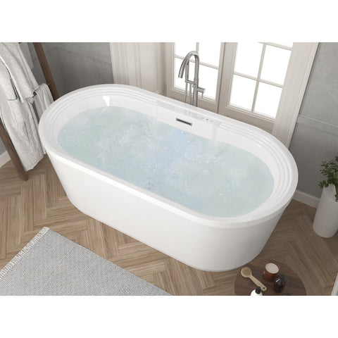 FT-AZ087 - ANZZI Jetson Series 67" Air Jetted Freestanding Acrylic Bathtub in White