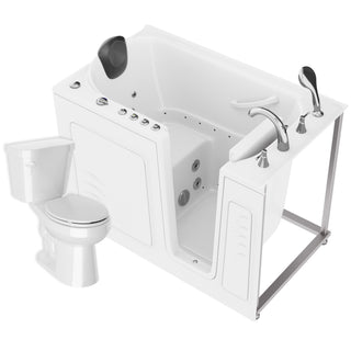 ANZZI 52 in. x 30 in. Right Drain Combination Jetted Bathtub in White with Rounded Toilet and Soft Close Lid