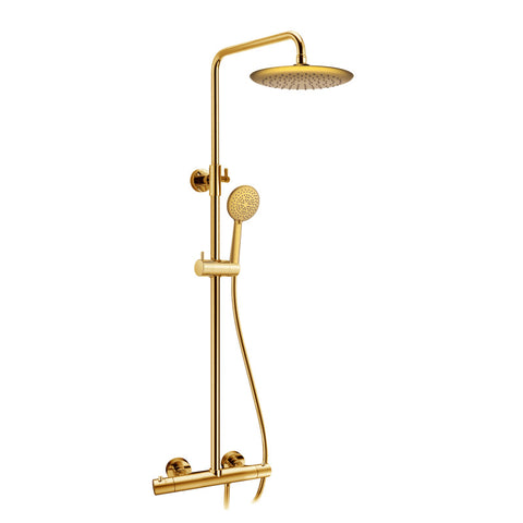 SH-AZ101BG - ANZZI Heavy Rainfall Stainless Steel Shower Bar with Hand Sprayer in Brushed Gold