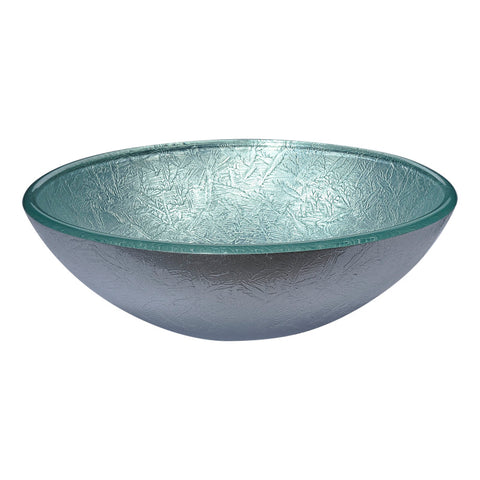 LS-AZ296 - ANZZI Posh Series 17 in. Round Bathroom Vessel Sink with Stain-Resistant Non-Porous Surface in Glacial Silver Finish Glass