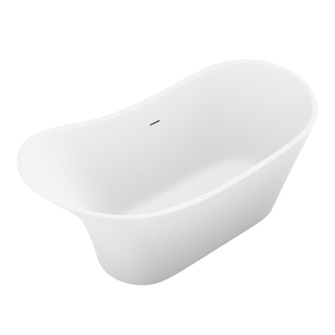 ANZZI Tuasavi 5.6 ft. Solid Surface Center Drain Freestanding Bathtub in Matte White