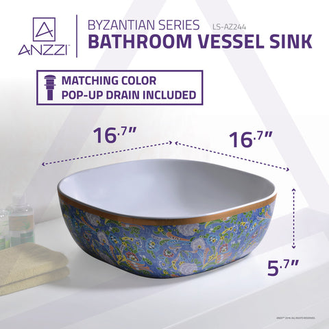 ANZZI Byzantian Series Ceramic Vessel Sink in Byzantine Mosaic Finish