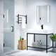 24 in. by 70 in. Frameless Hinged Shower Door in Matte Black with Handle