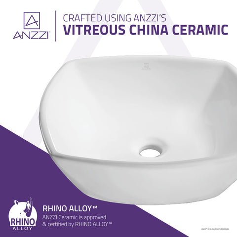 ANZZI Deux Series Ceramic Vessel Sink in White