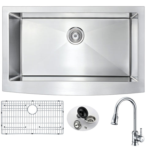 K33201A-044 - ANZZI Elysian Farmhouse 32 in. Kitchen Sink with Sails Faucet in Polished Chrome