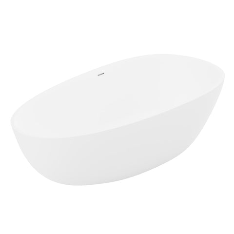 BS-S06-R - ANZZI Makot 5.6 ft. Man-Made Stone Center Drain Freestanding Bathtub in Matte White