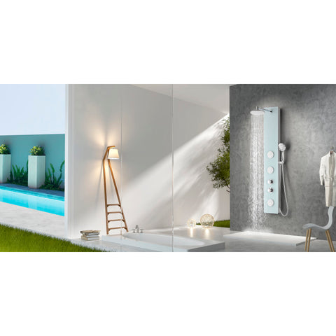 SP-AZ8096 - ANZZI Titan Series 60 in. Full Body Shower Panel System with Heavy Rain Shower and Body Jets and Spray Wand in White