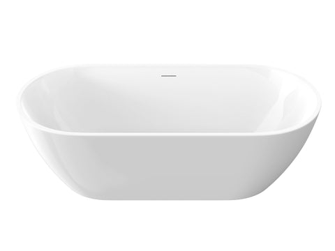 ANZZI Mone Series 67" L Freestanding Soaker Tub with Elegant Contemporary Design, Durable Acrylic Construction, and Built-in Overflow, Glossy White