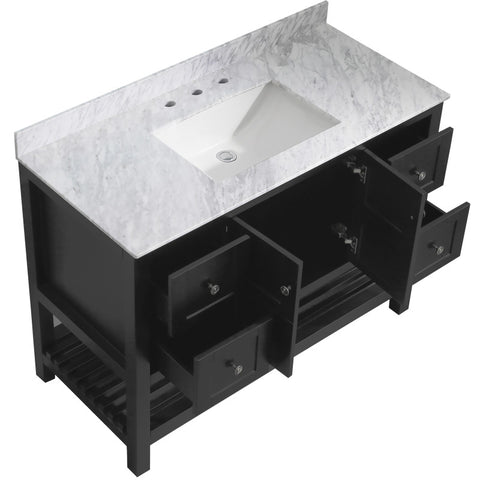 ANZZI Montaigne 48 in. W x 22 in. D Bathroom Bath Vanity Set with Carrara Marble Top with White Sink