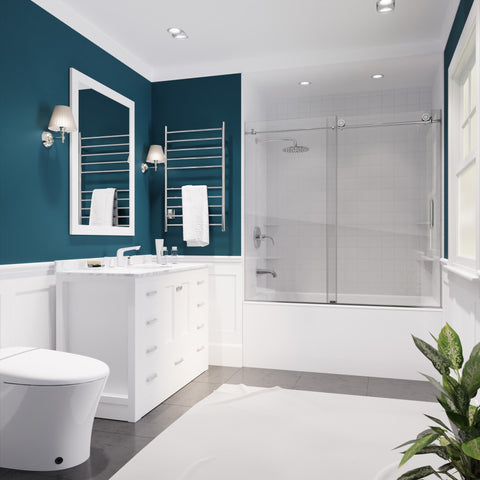 ANZZI Don Series 60 in. x 62 in. Frameless Sliding Tub Door