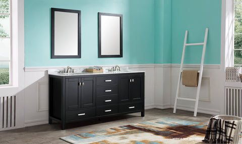 Chateau 72 in. W x 36 in. H Bathroom Vanity Set in Rich Black