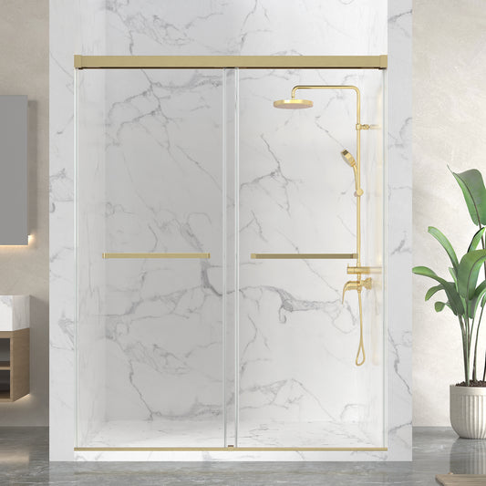Ward Series Frameless Sliding Shower Door in Various colors with Tempered Clear Glass